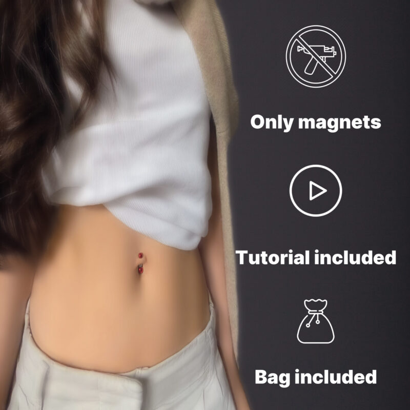 Magnetic Belly Piercing - Mini - Ruby - Image 4