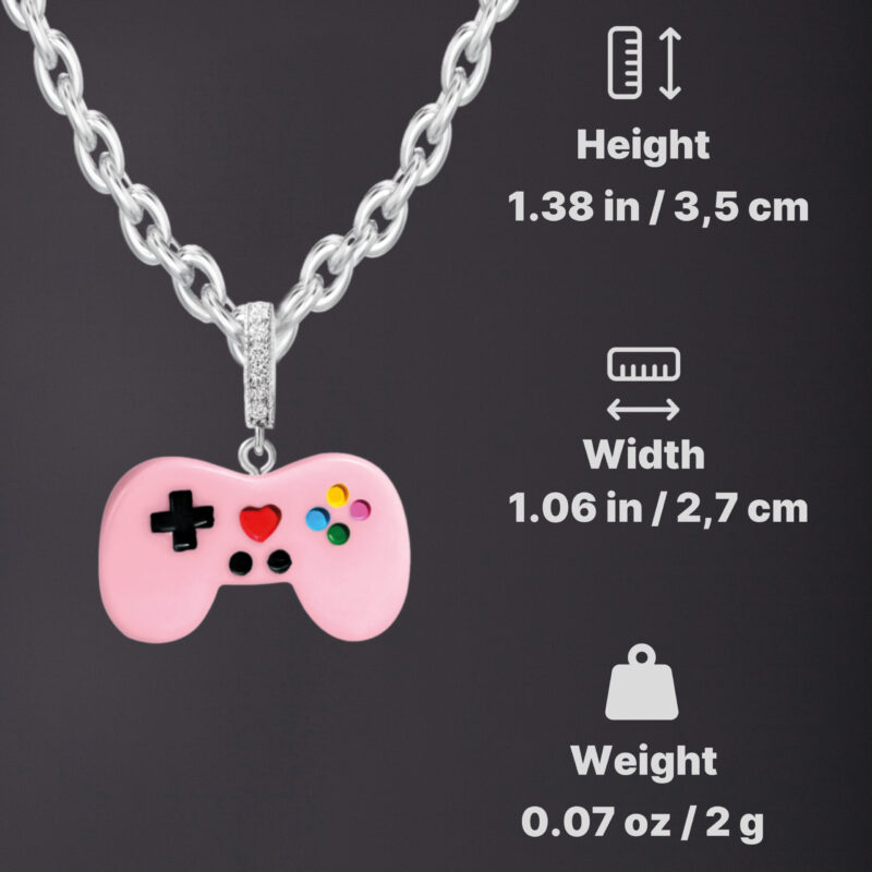 White Gold Video Game Controller Pendant - Baby Pink - Image 3