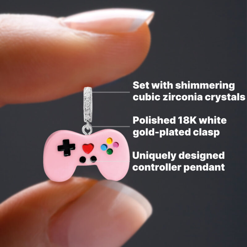 White Gold Video Game Controller Pendant - Baby Pink - Image 2