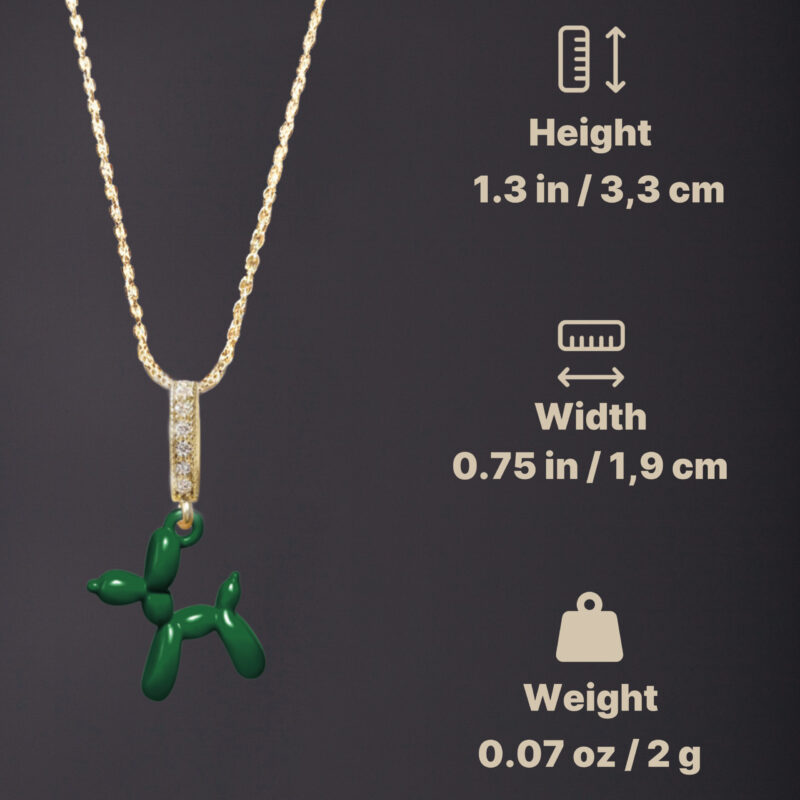 Gold Balloon Dog Pendant - Emerald - Image 3