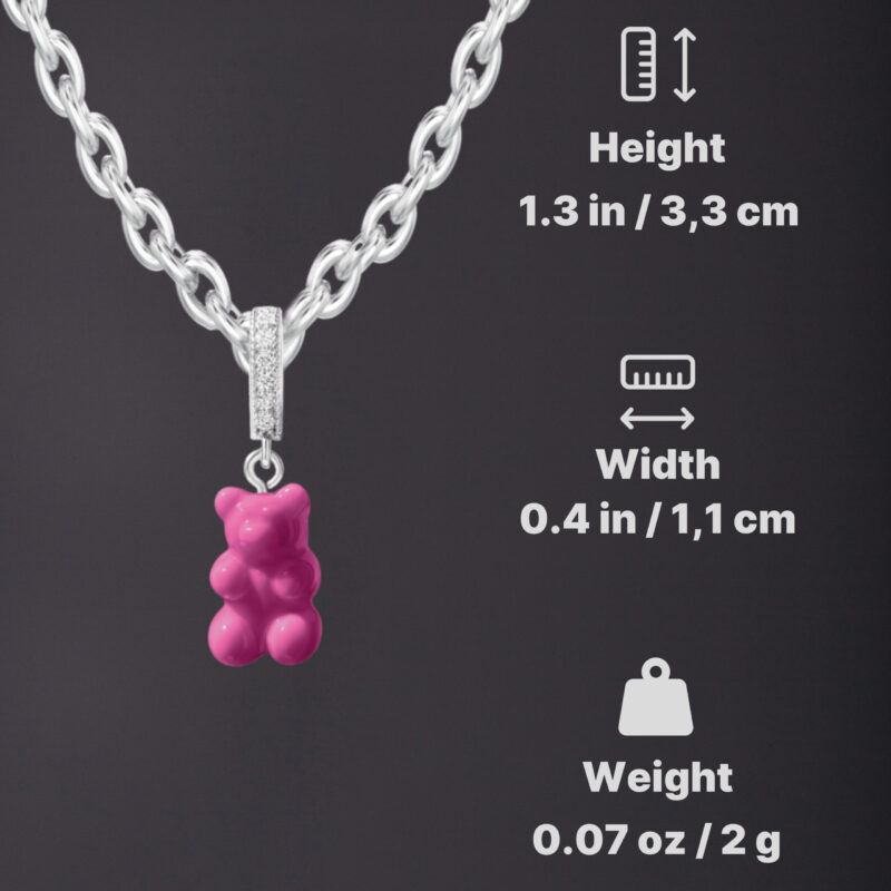 White Gold Gummy Bear Pendant - Fuchsia - Image 3