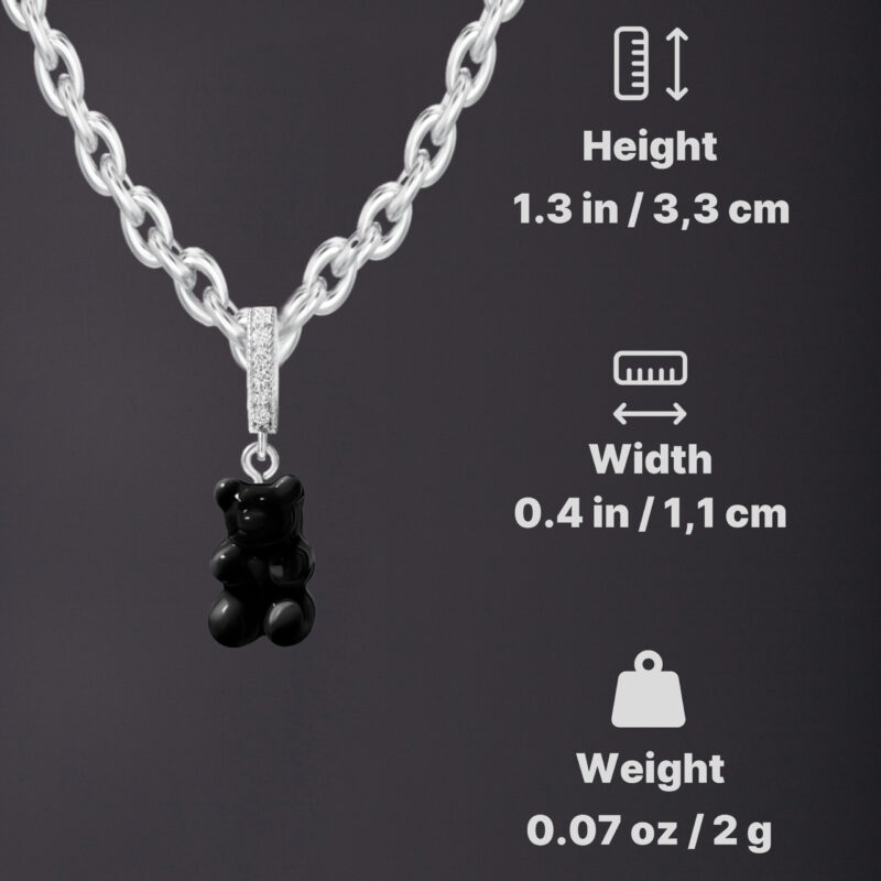 White Gold Gummy Bear Pendant - Onyx - Image 3