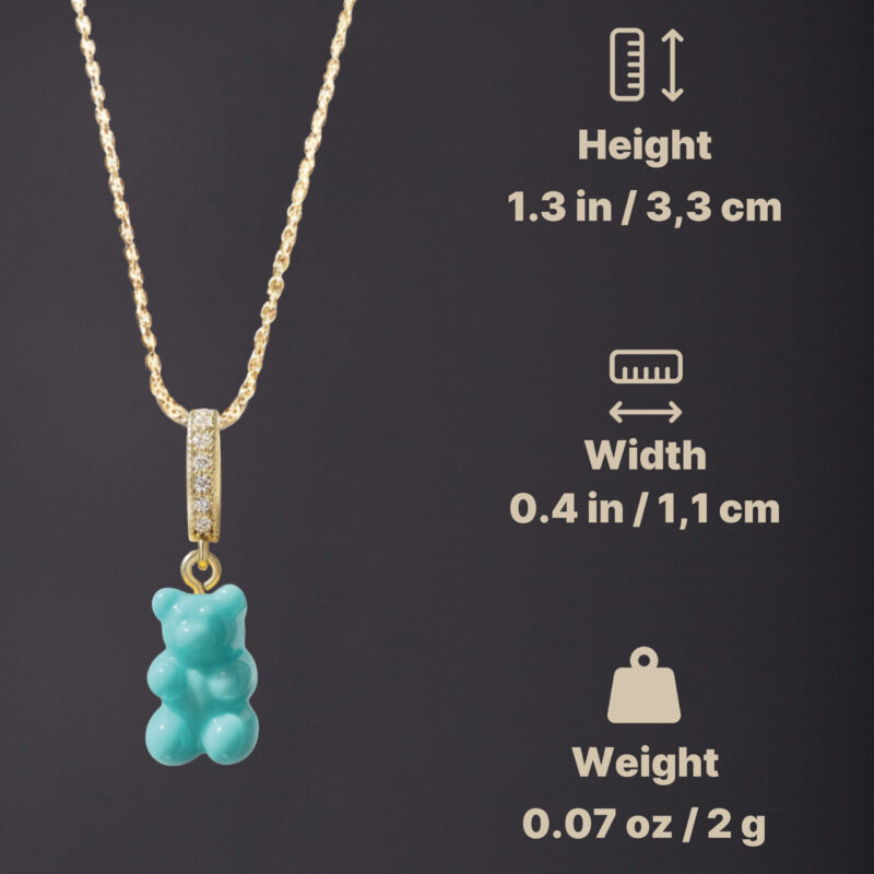 Gold Gummy Bear Pendant - Blue Lagoon - Image 3