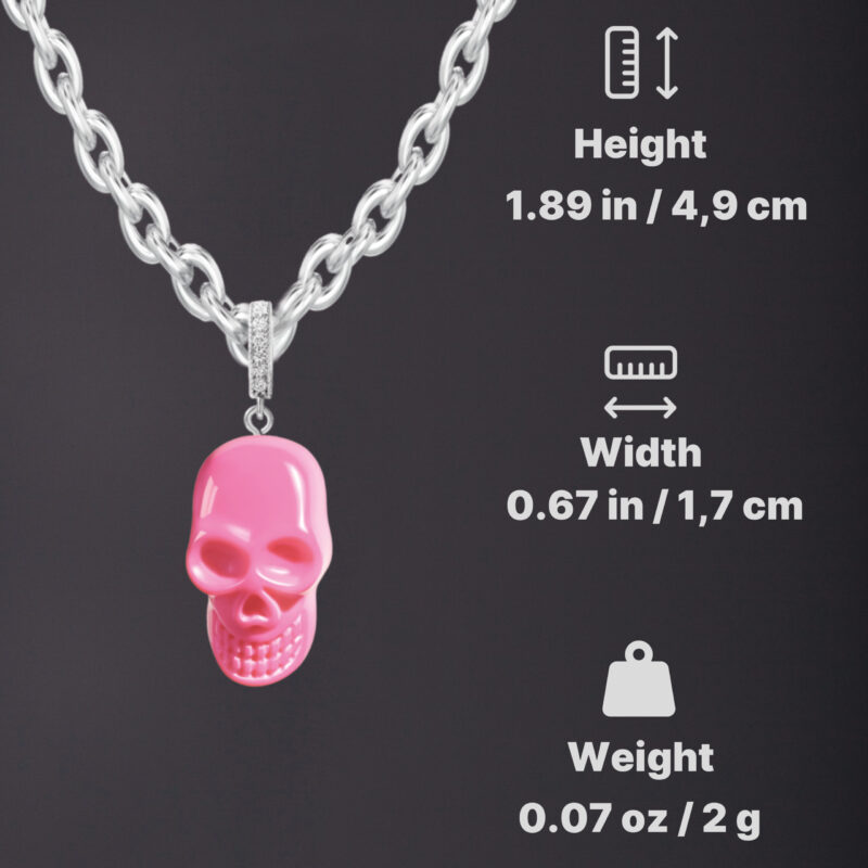 White Gold Skull Pendant - Flamingo - Image 3