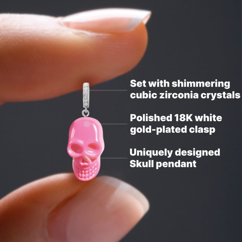 White Gold Skull Pendant - Flamingo - Image 2