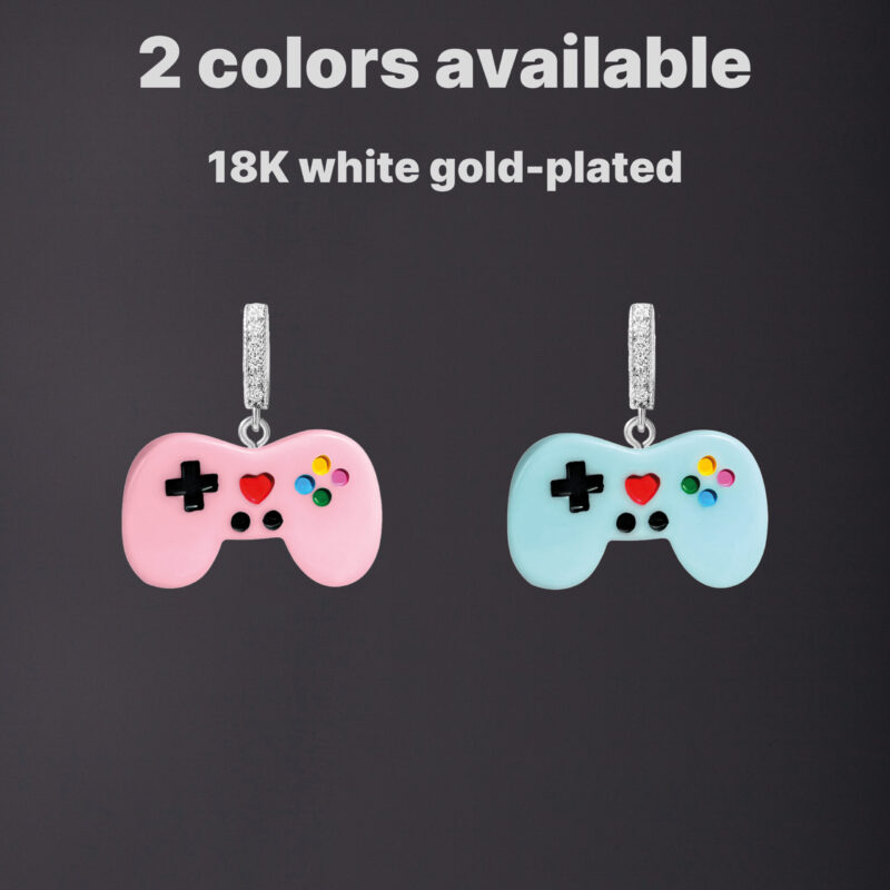 White Gold Video Game Controller Pendant - Baby Blue - Image 5