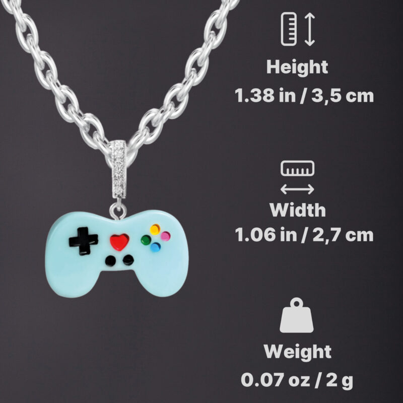 White Gold Video Game Controller Pendant - Baby Blue - Image 3