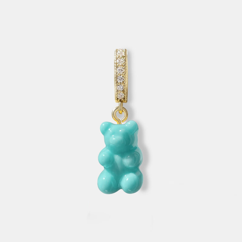 Gold Gummy Bear Pendant - Blue Lagoon