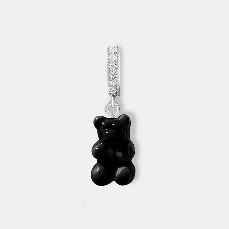 White Gold Gummy Bear Pendant - Onyx