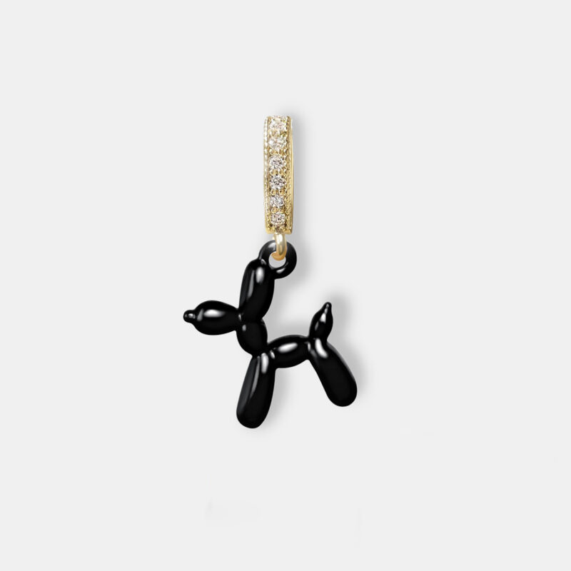 Gold Balloon Dog Pendant - Onyx