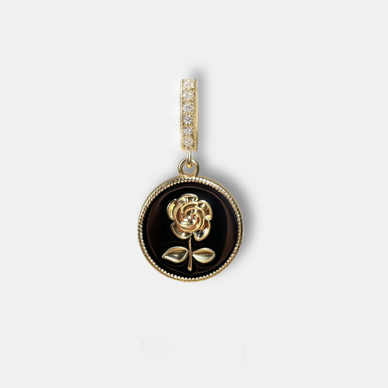 Gold Rose Pendant - Black