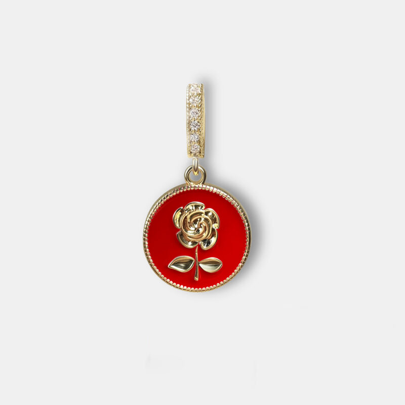 Gold Rose Pendant - Red