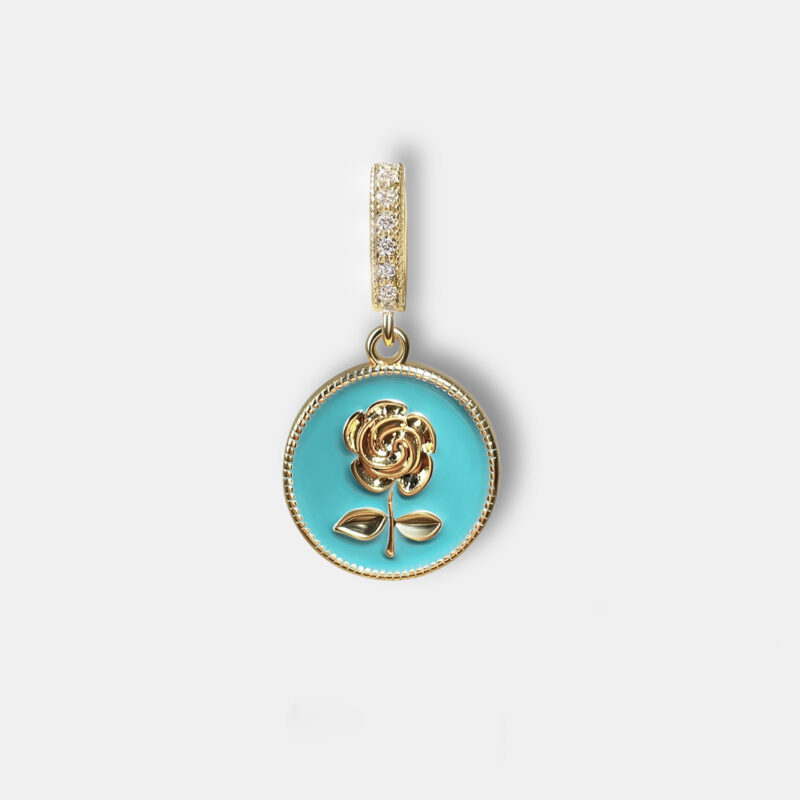 Gold Rose Pendant - Turquoise