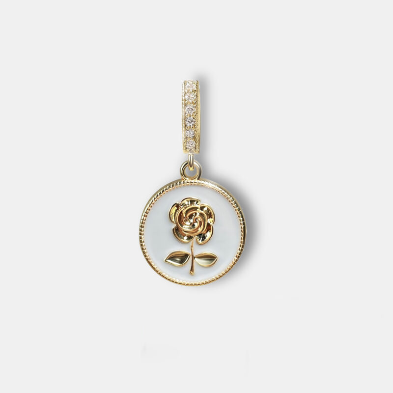 Gold Rose Pendant - White