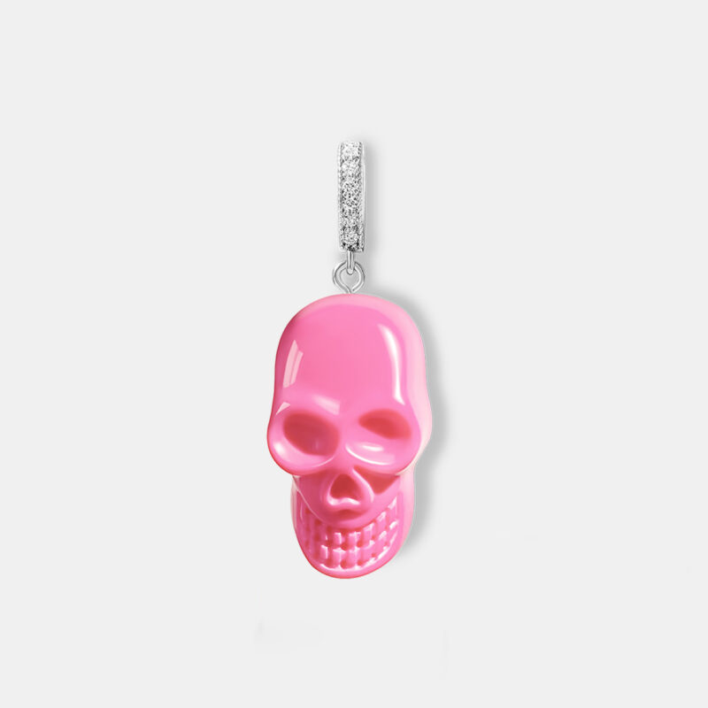 White Gold Skull Pendant - Flamingo